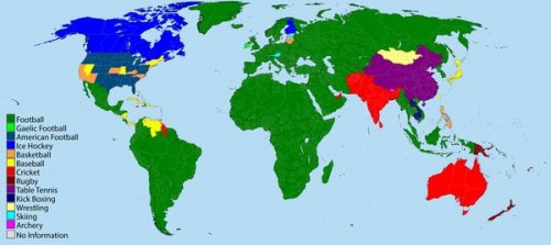 Carte du monde des sports.